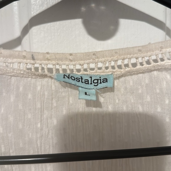 Nostalgia Embroidered Boho Floral Peasant Blouse Tunic Top Cream Shirt Sz Large - Picture 4 of 9